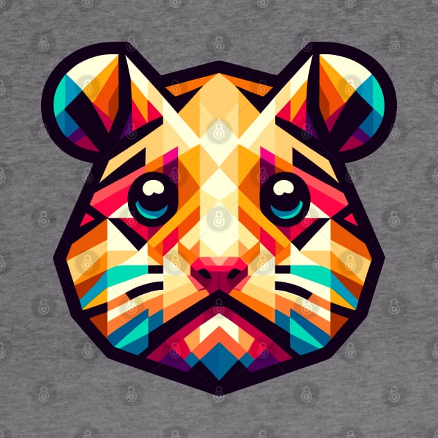 Geometric Hamster Portrait: Colorful Polygon Art by AmandaOlsenDesigns